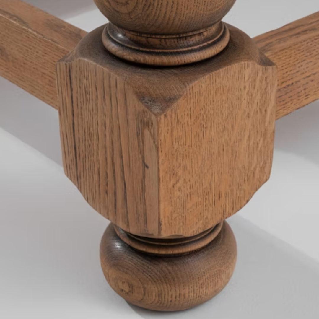 Tavolo da pranzo vintage in rovere belga robusto, circa 1940