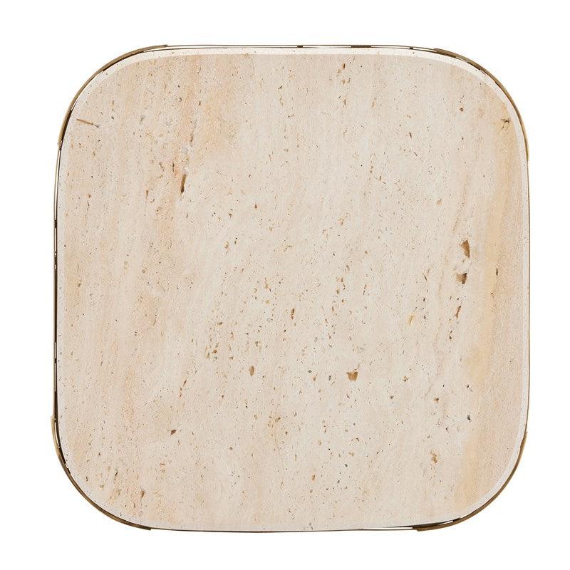 Tavolino Golden Glam con piano in travertino