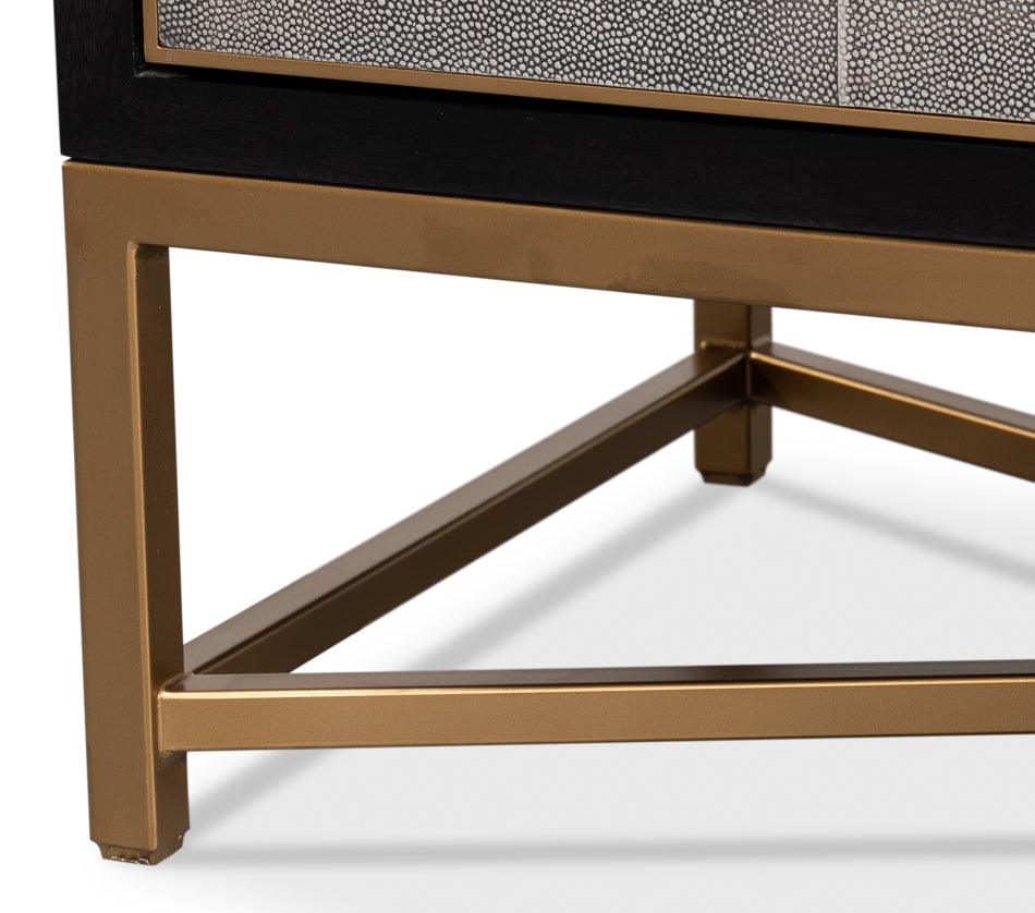 Credenza rivestita in pelle grigio antico