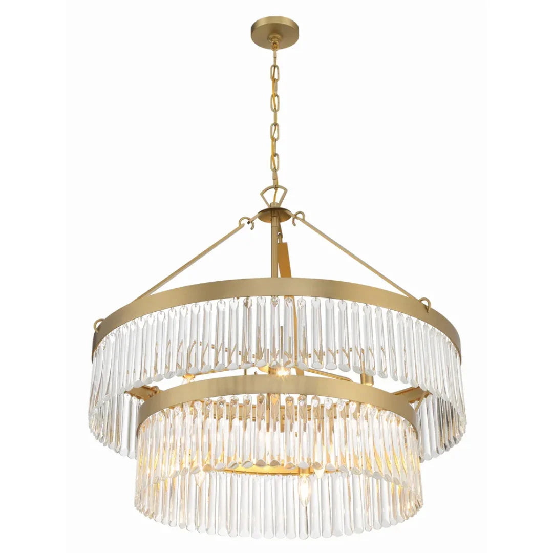 Lampadario a prisma in vetro Art Déco