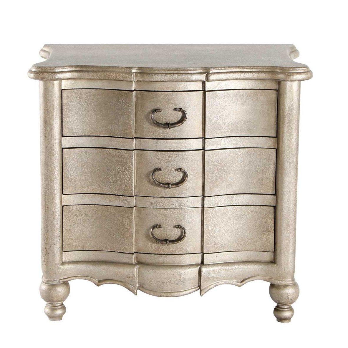 Cassettiera laterale dipinta in argento veneziano