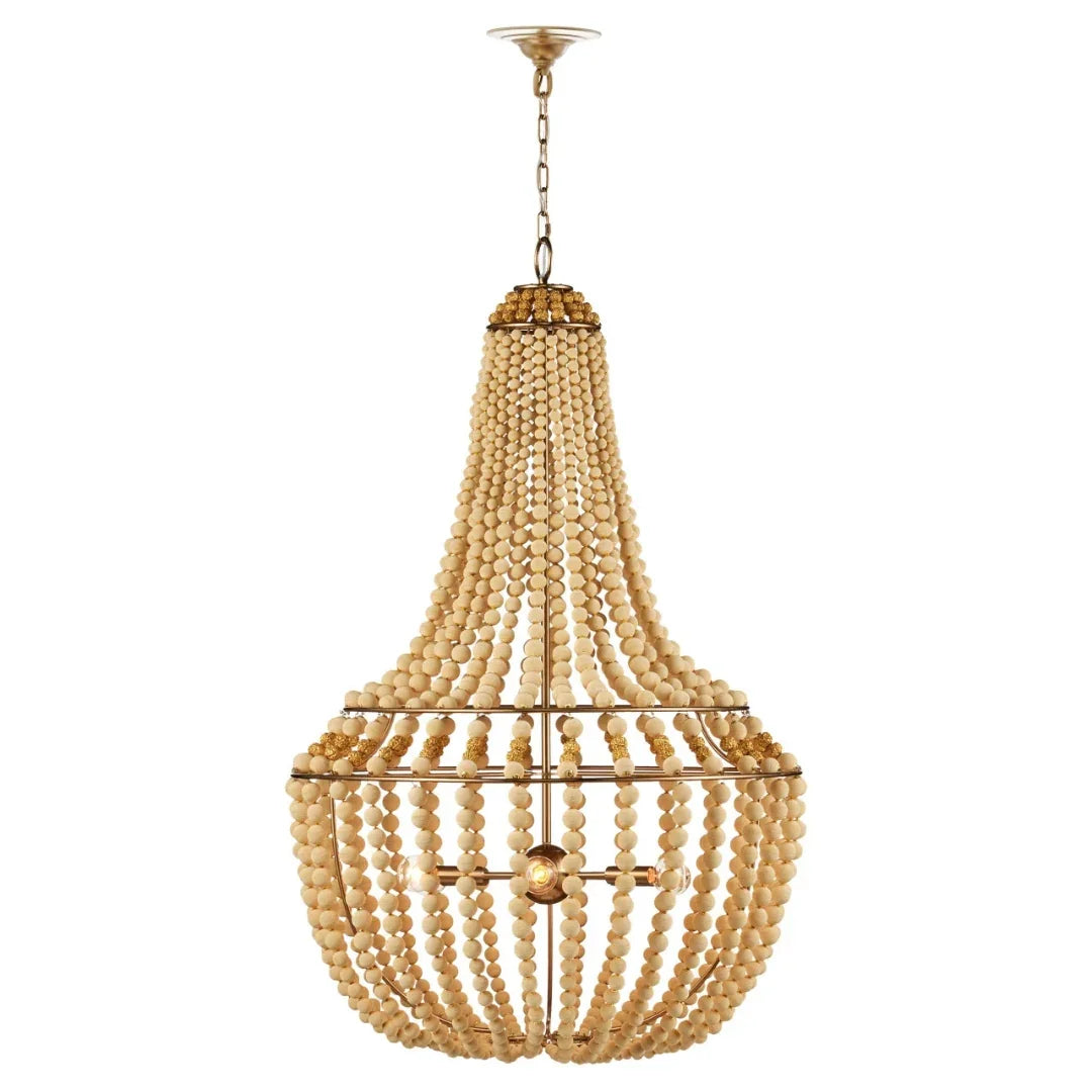 Lampadario con perline di legno Boho