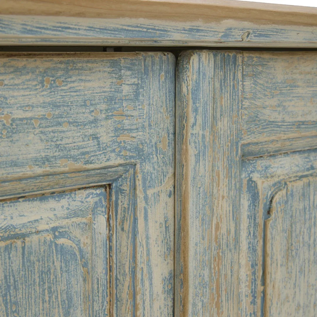 Credenza vintage blu anticata