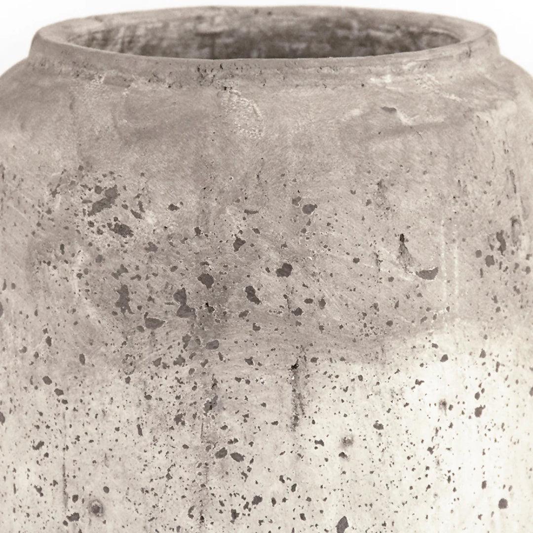 Vaso rustico in terracotta color crema e grigio