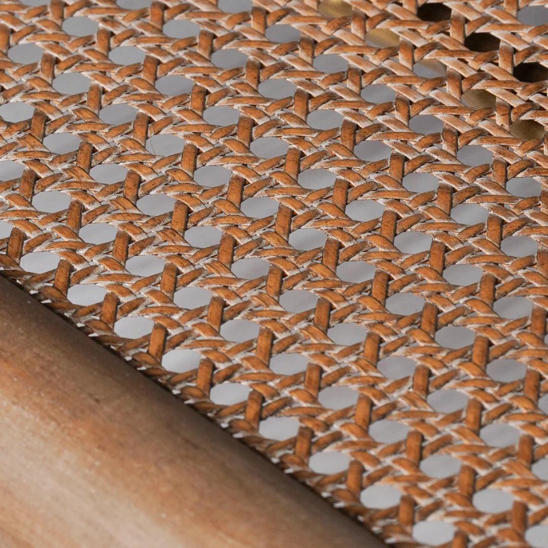 Tavolo consolle in finto bambù con finitura naturale anticata