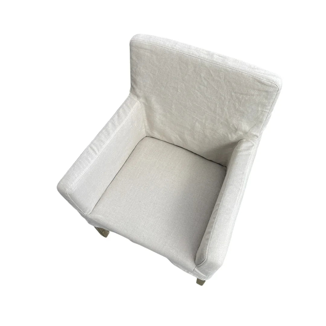 Poltrona da pranzo rivestita in lino écru