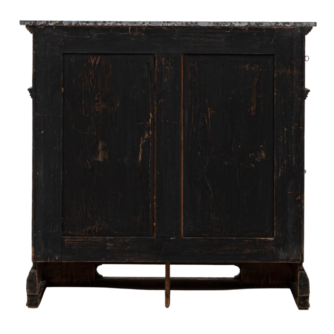 Credenza francese decorata in marmo dorato, 1860