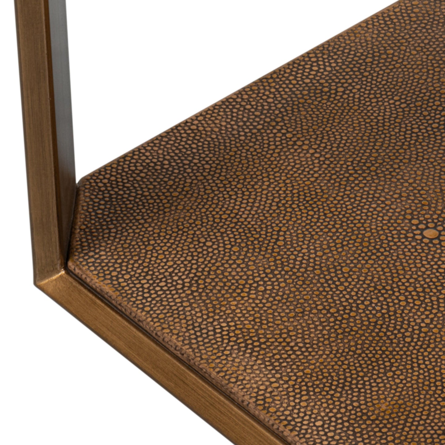 Tavolino laterale in ottone anticato con piano in vetro