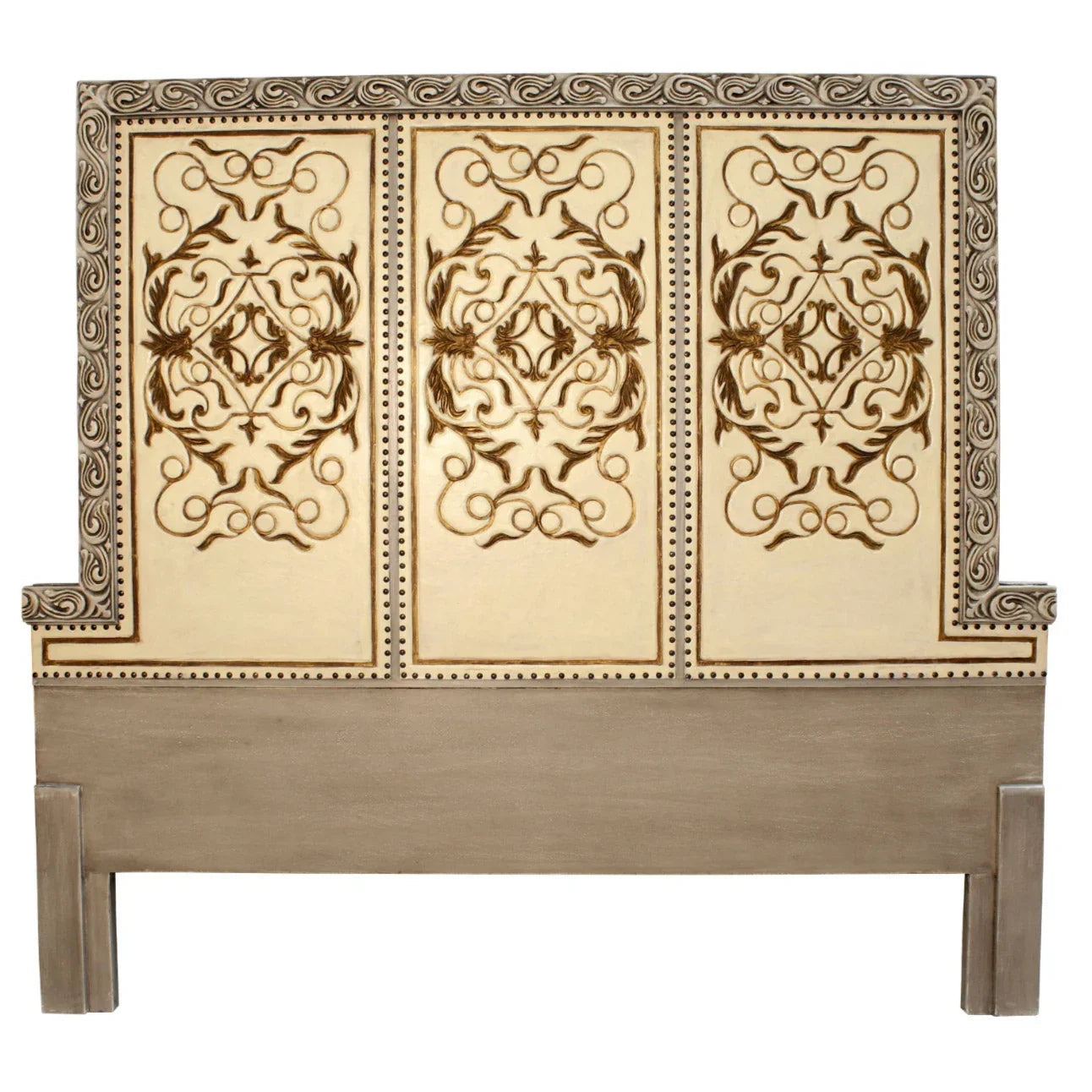 Testiera in pelle barocca intagliata a mano