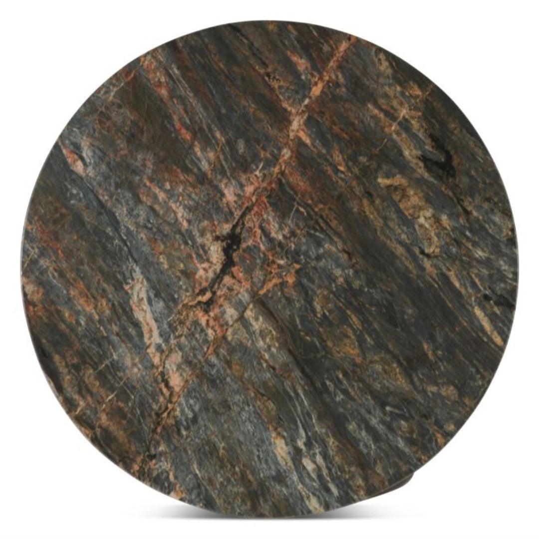 Tavolino da caffè in marmo lavico con base in rovere scuro