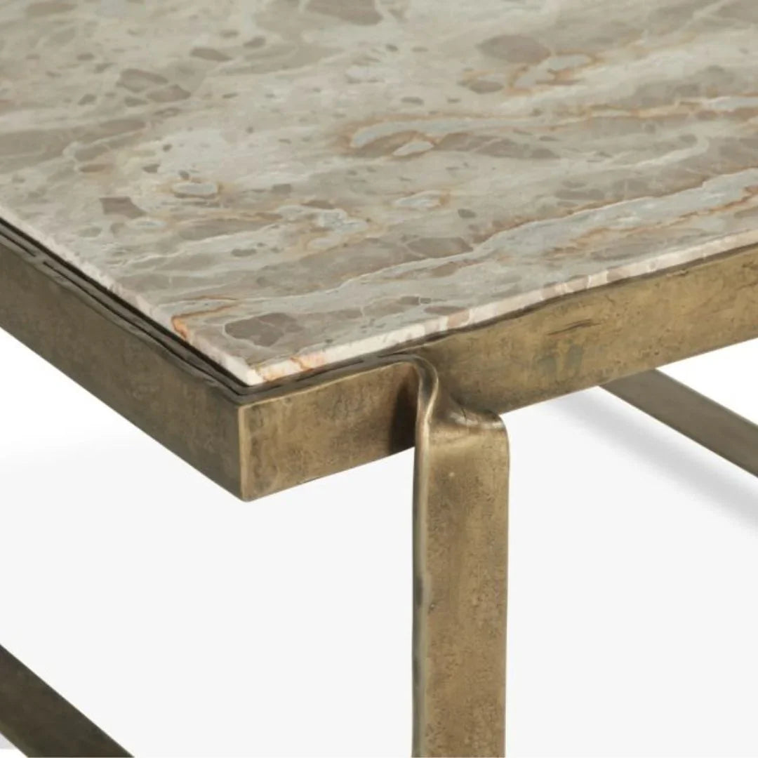 Tavolino da caffè con piano in marmo e ottone Zanadu