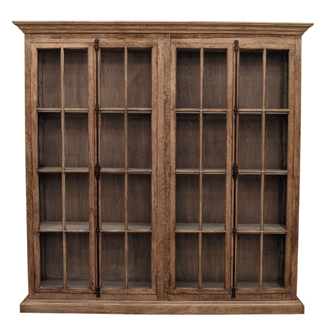 Libreria a quattro ante in vetro di rovere naturale