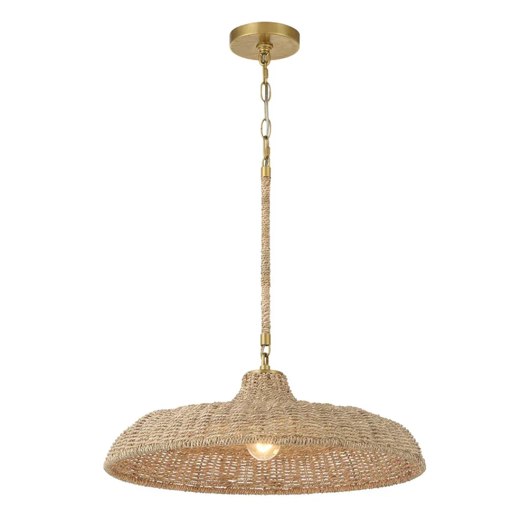 Lampadario con paralume in rattan naturale