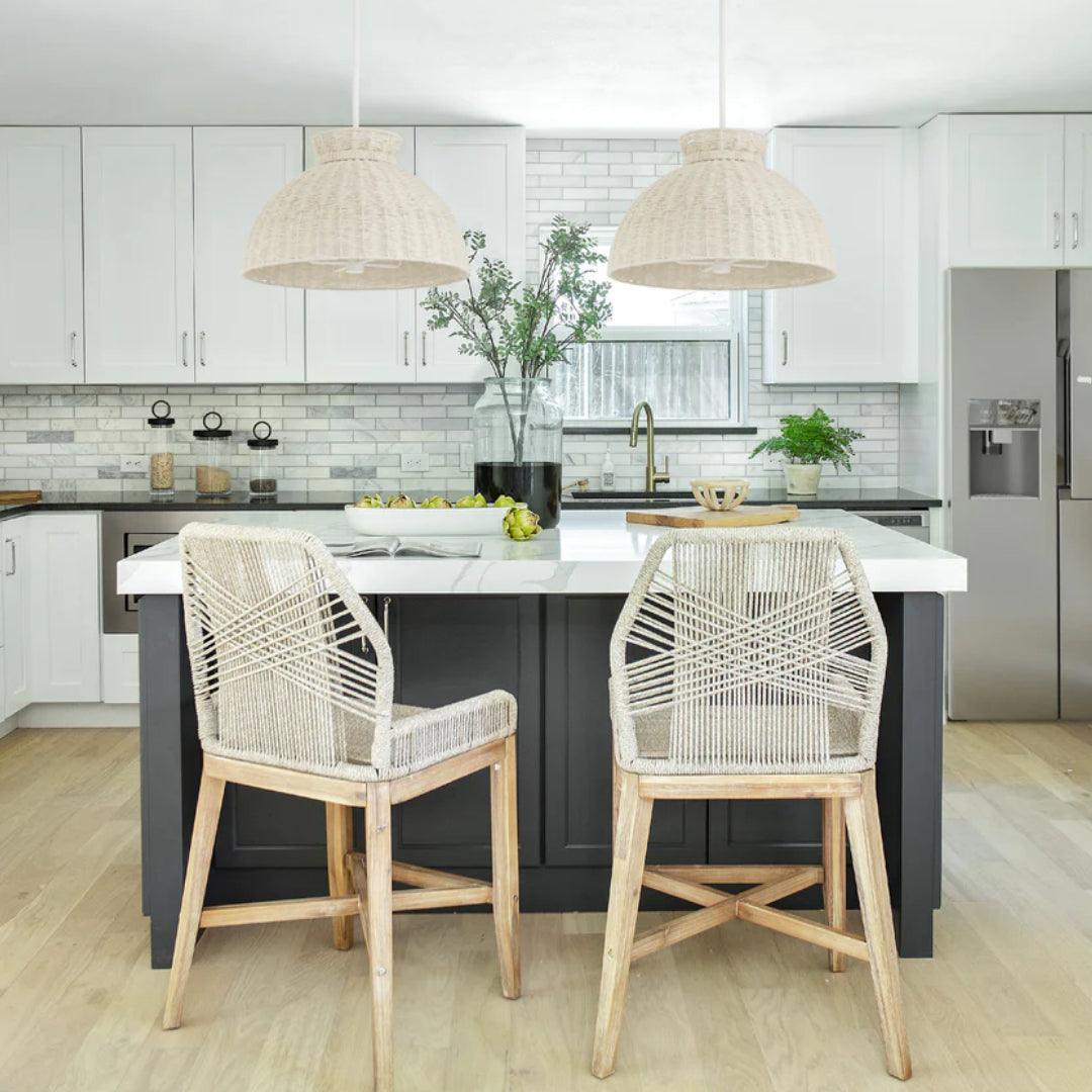 Ciondolo a cupola in iuta intrecciata bianca