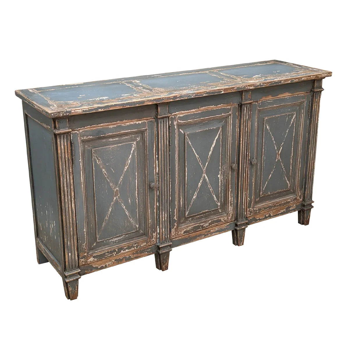Credenza rustica in legno blu polveroso