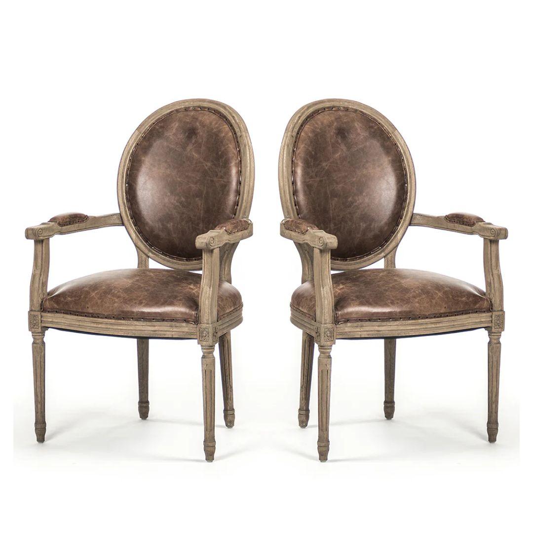 Poltrone con schienale tondo in pelle rustica