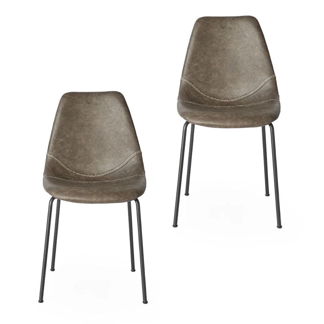 Sedie laterali imbottite in pelle - Set di 2