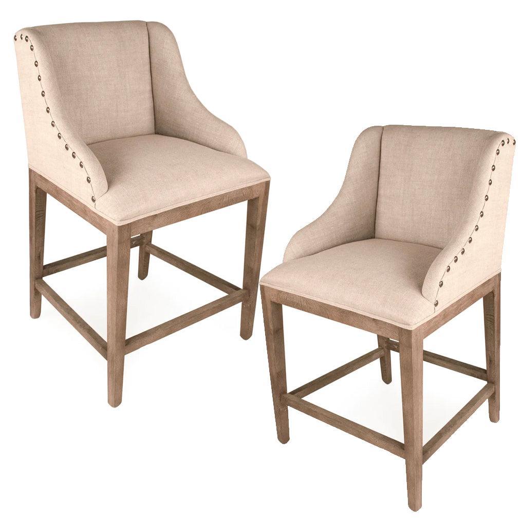 Sgabelli da bar in lino con chiodi naturali