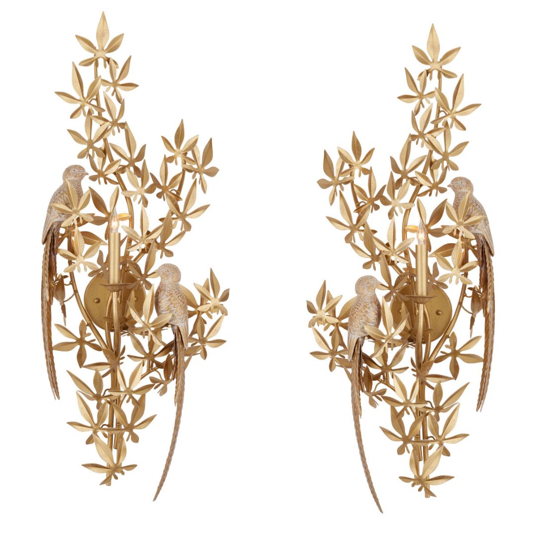 Applique con uccellini appollaiati in oro svedese