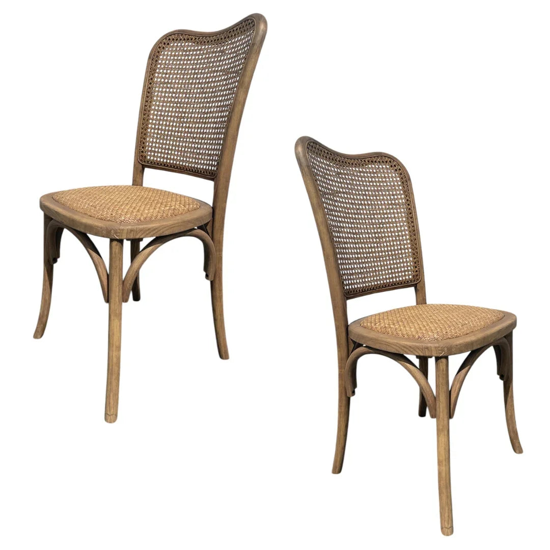 Sedia da bistrot con schienale curvo in canna