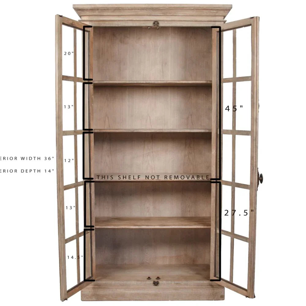 Mobiletto da biblioteca in vetro provenzale invecchiato