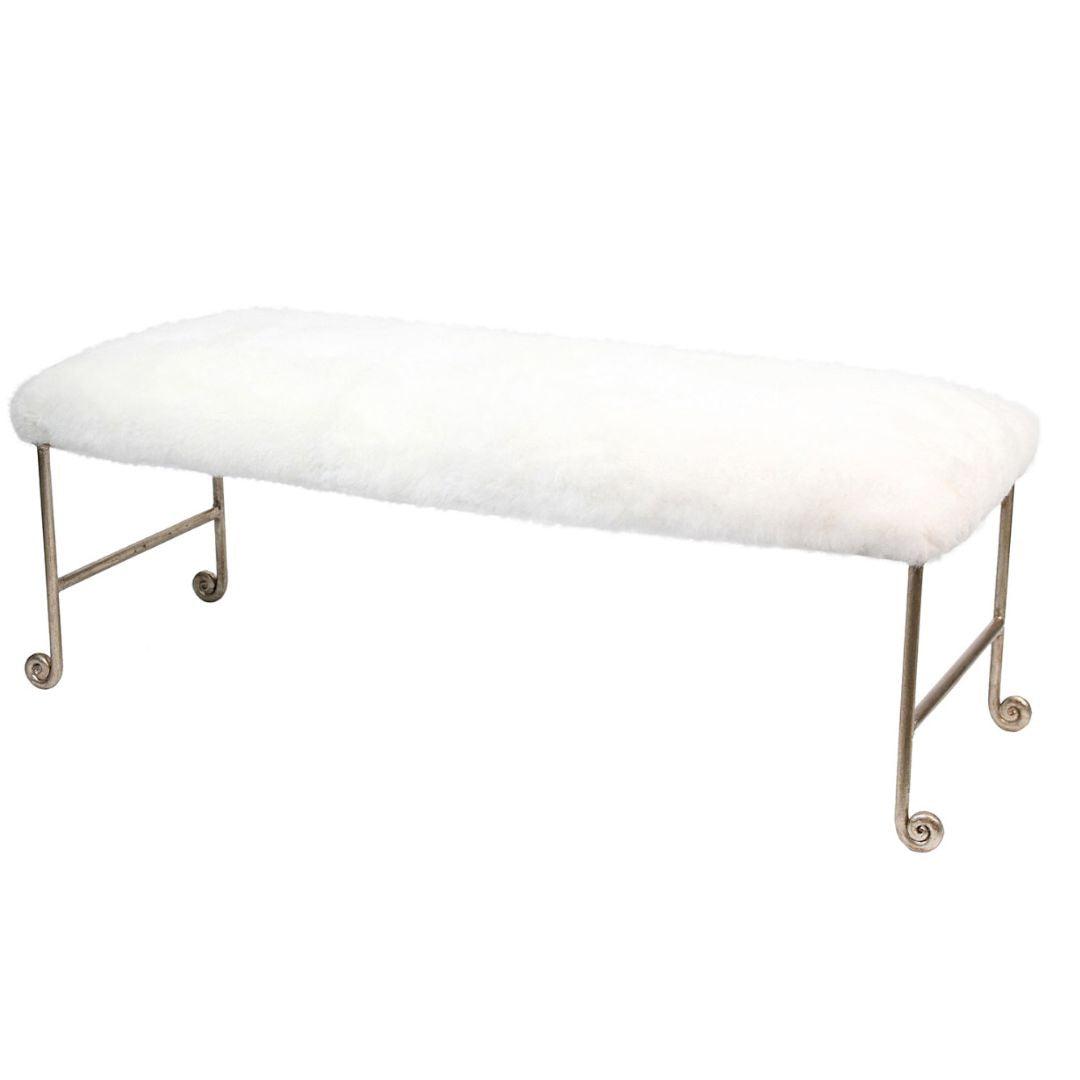 Panca con base in metallo color champagne Alpaca