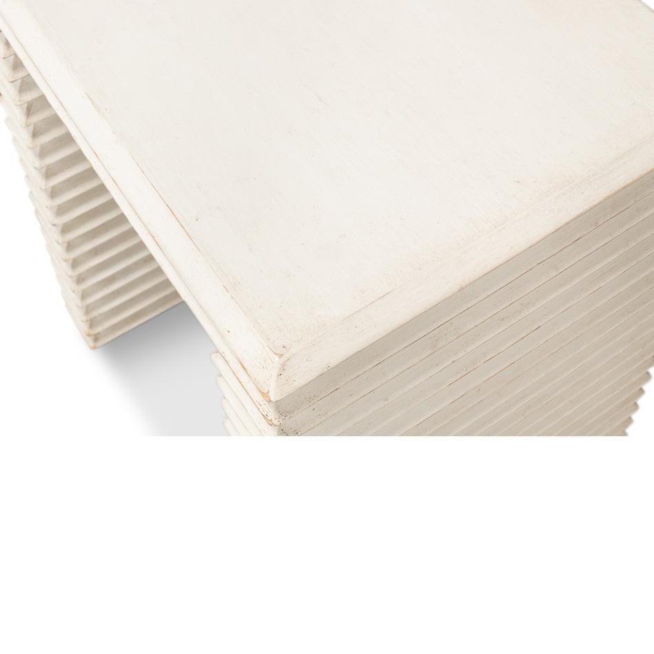 Tavolino laterale impilabile bianco antico