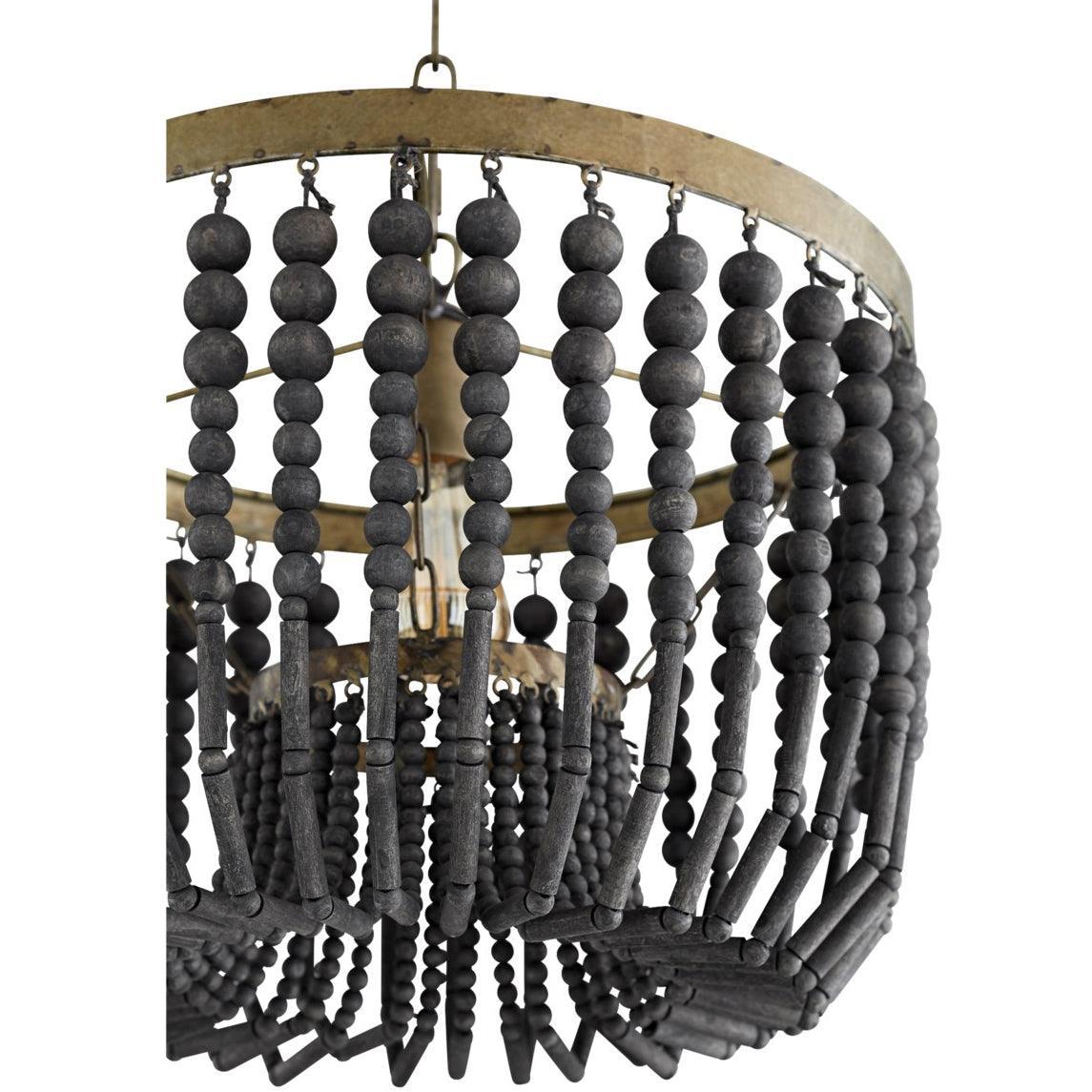 Lampadario Boho con perline nere