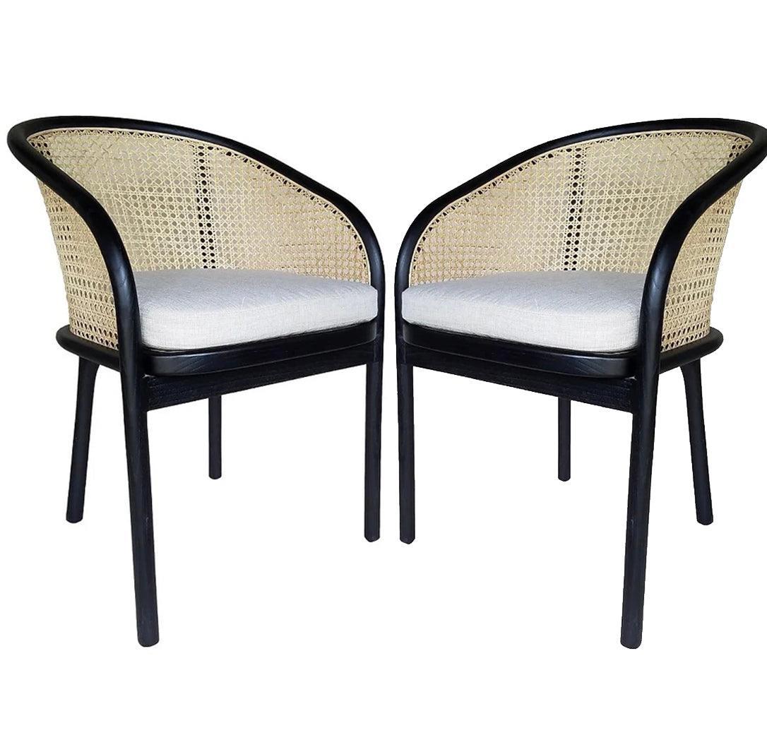 Sedia da pranzo in canna costiera nera