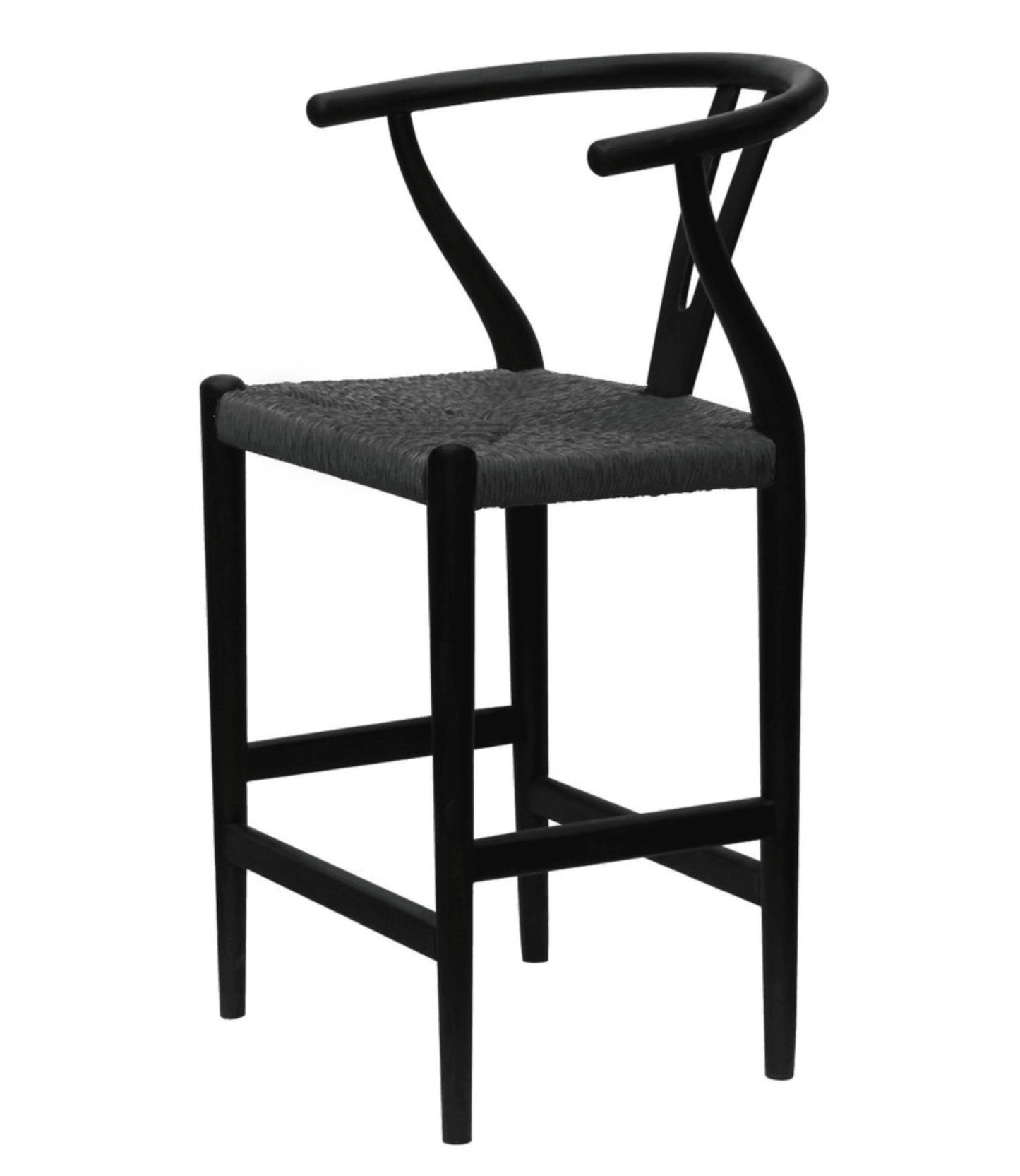 Sgabello da bar Wishbone Rush Seat nero