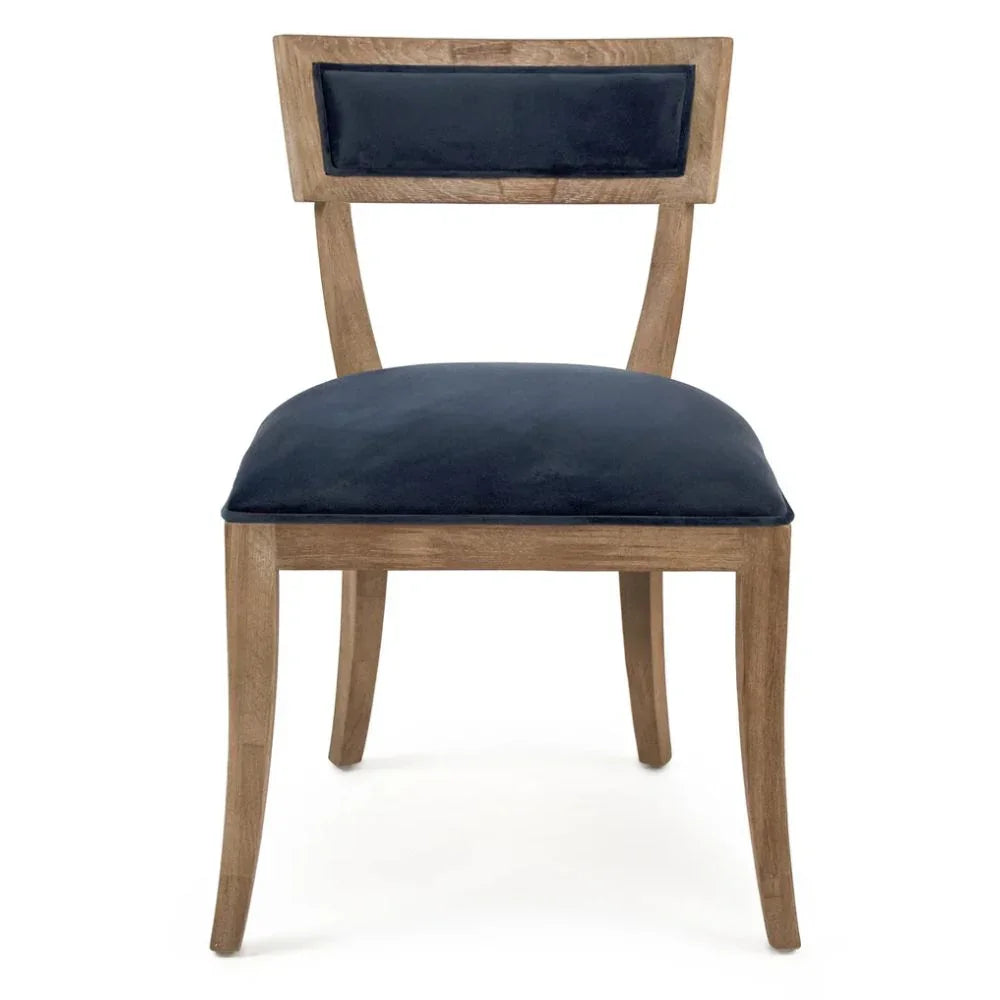 Sedie con schienale curvo in velluto blu - Coppia