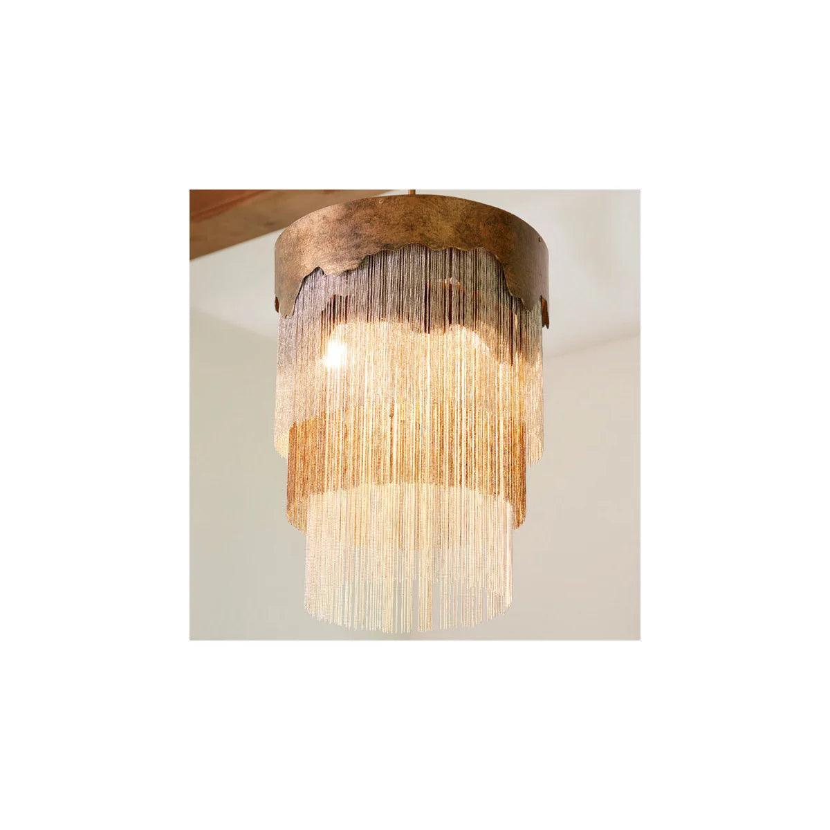 Lampadario a goccia contemporaneo in bronzo a più livelli