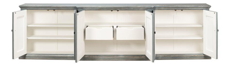 Credenza extra lunga in stile fattoria blu-grigio