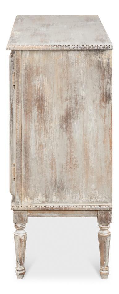 Mobiletto laterale a 2 ante in legno di tulipier di rovere grigio