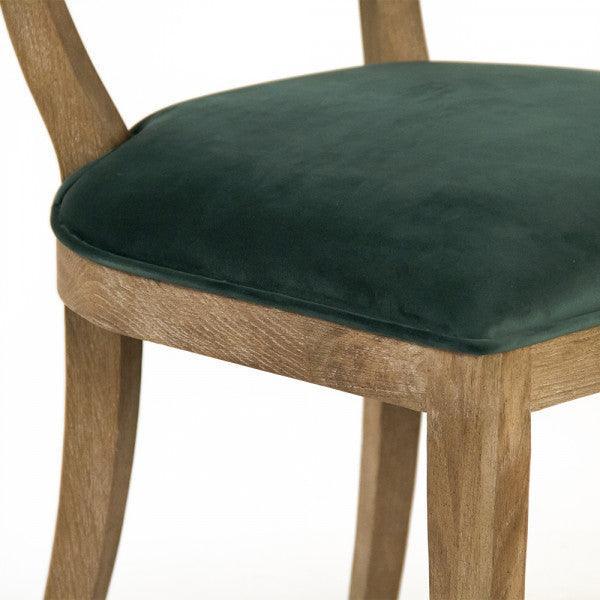 Sedie con schienale curvo in velluto verde - Coppia