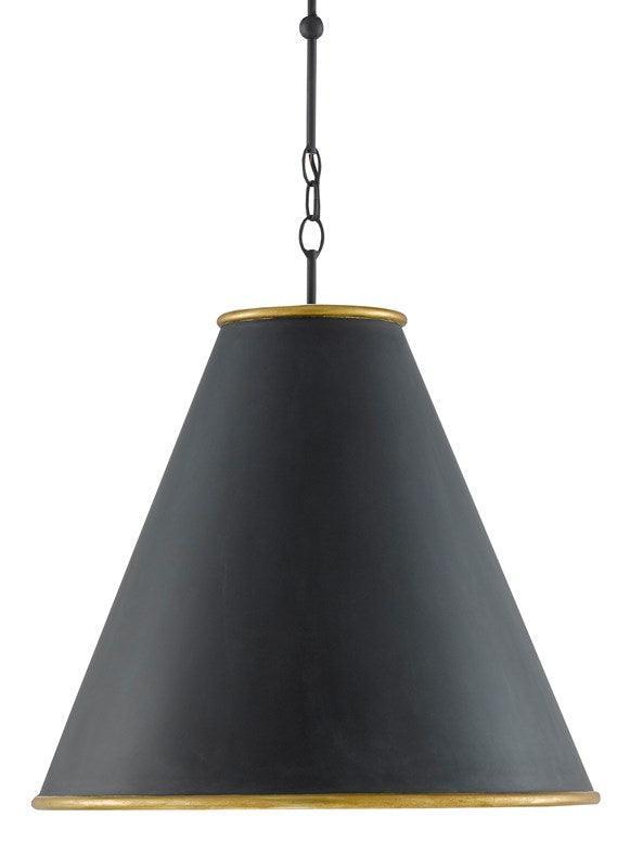 Pendente industriale in ferro nero e oro