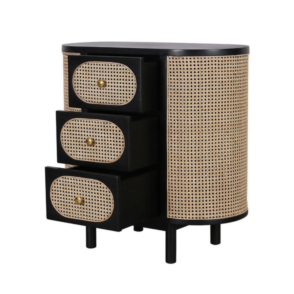 Comodino ovale nero Joelle Cane