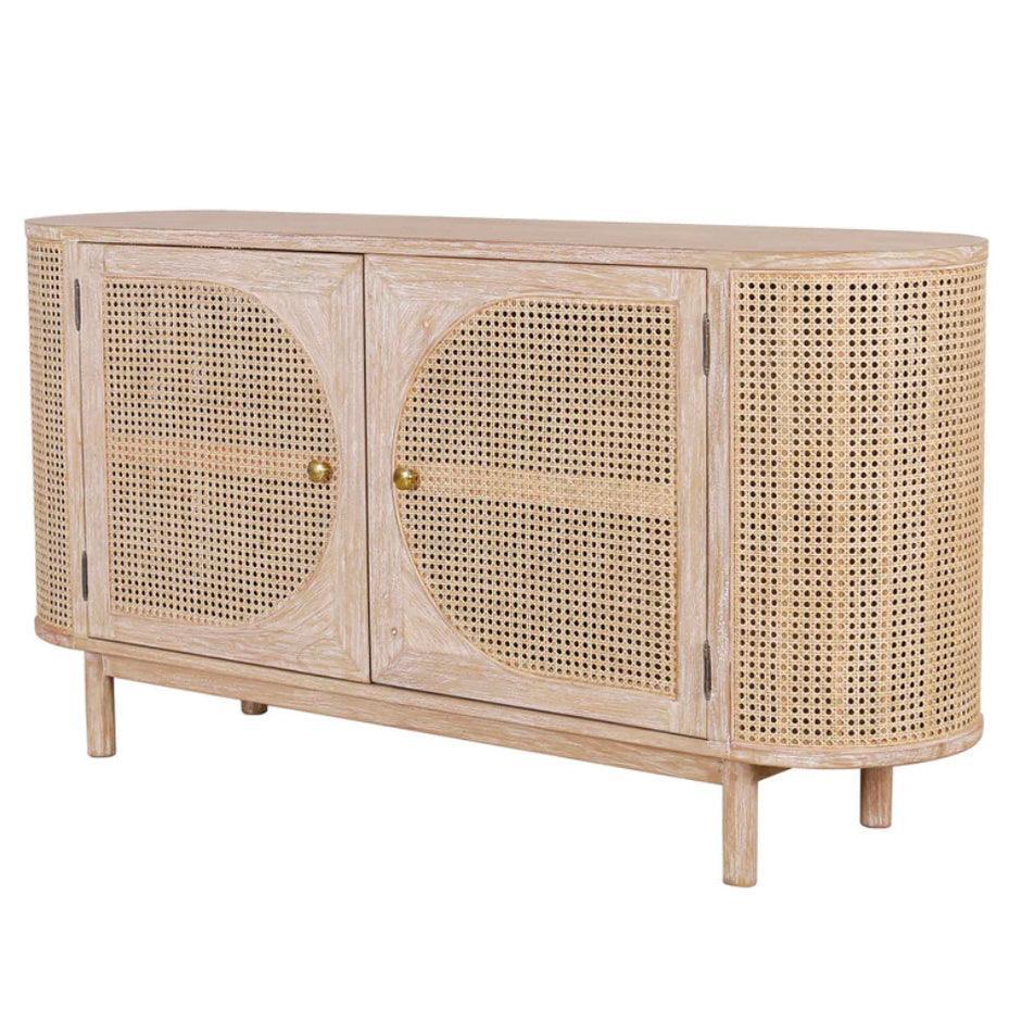 Credenza con anta ovale in canna Joelle