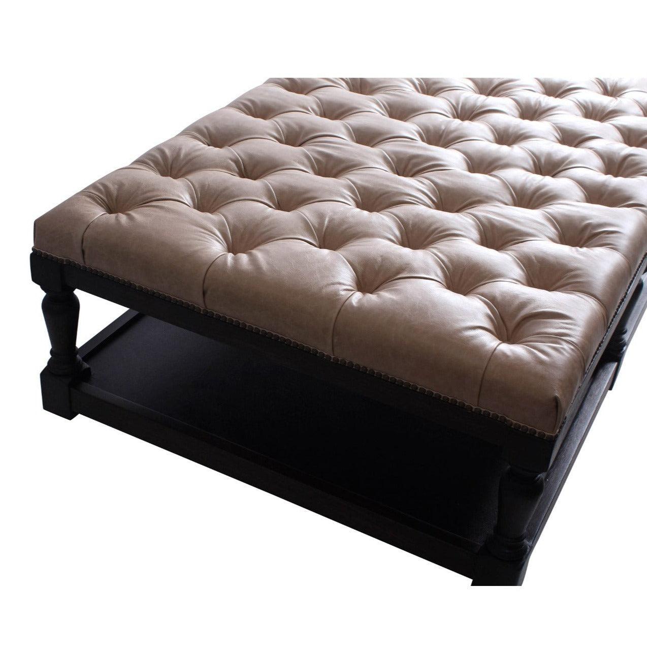 Pouf in pelle trapuntata Kingston