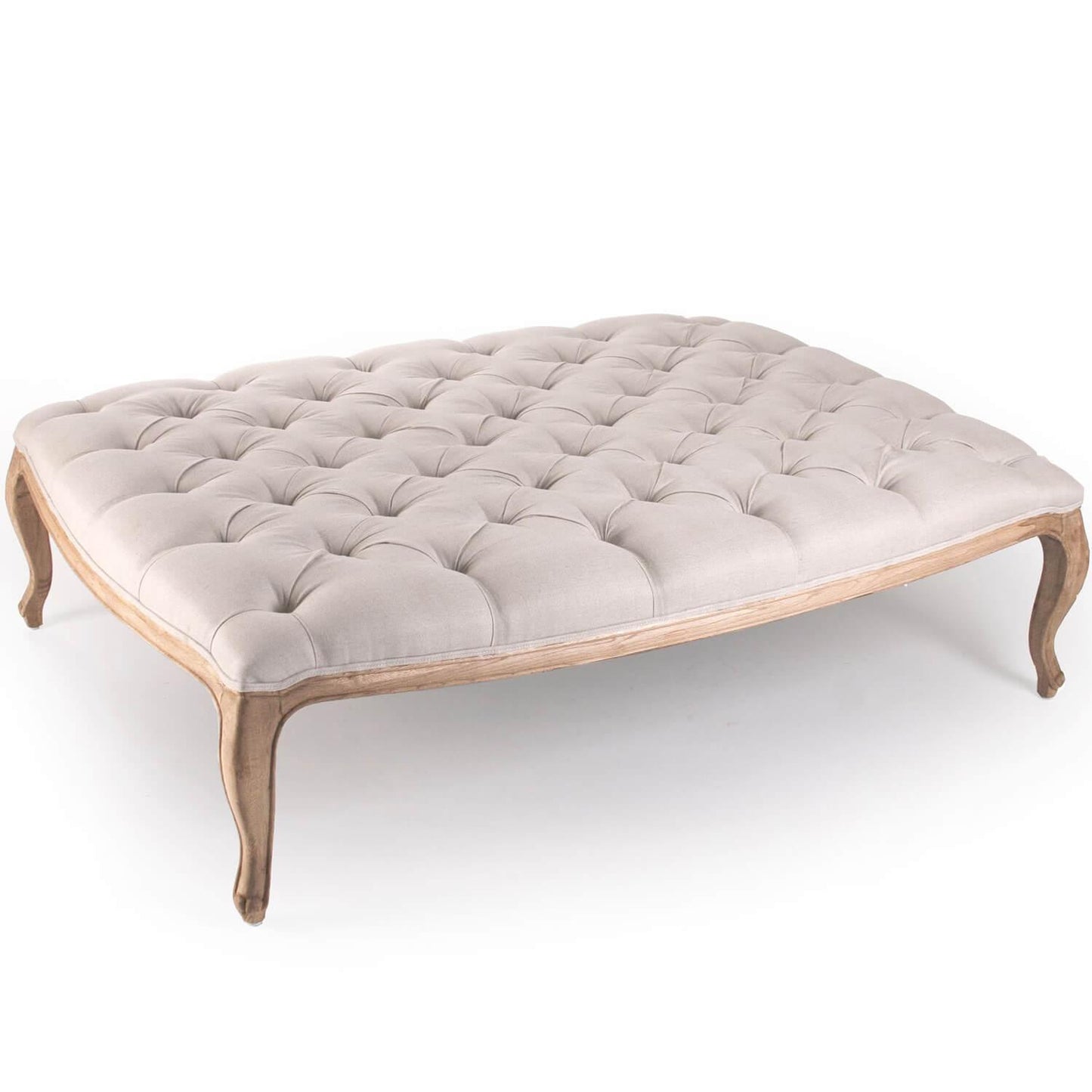 Pouf trapuntato in lino naturale Maison