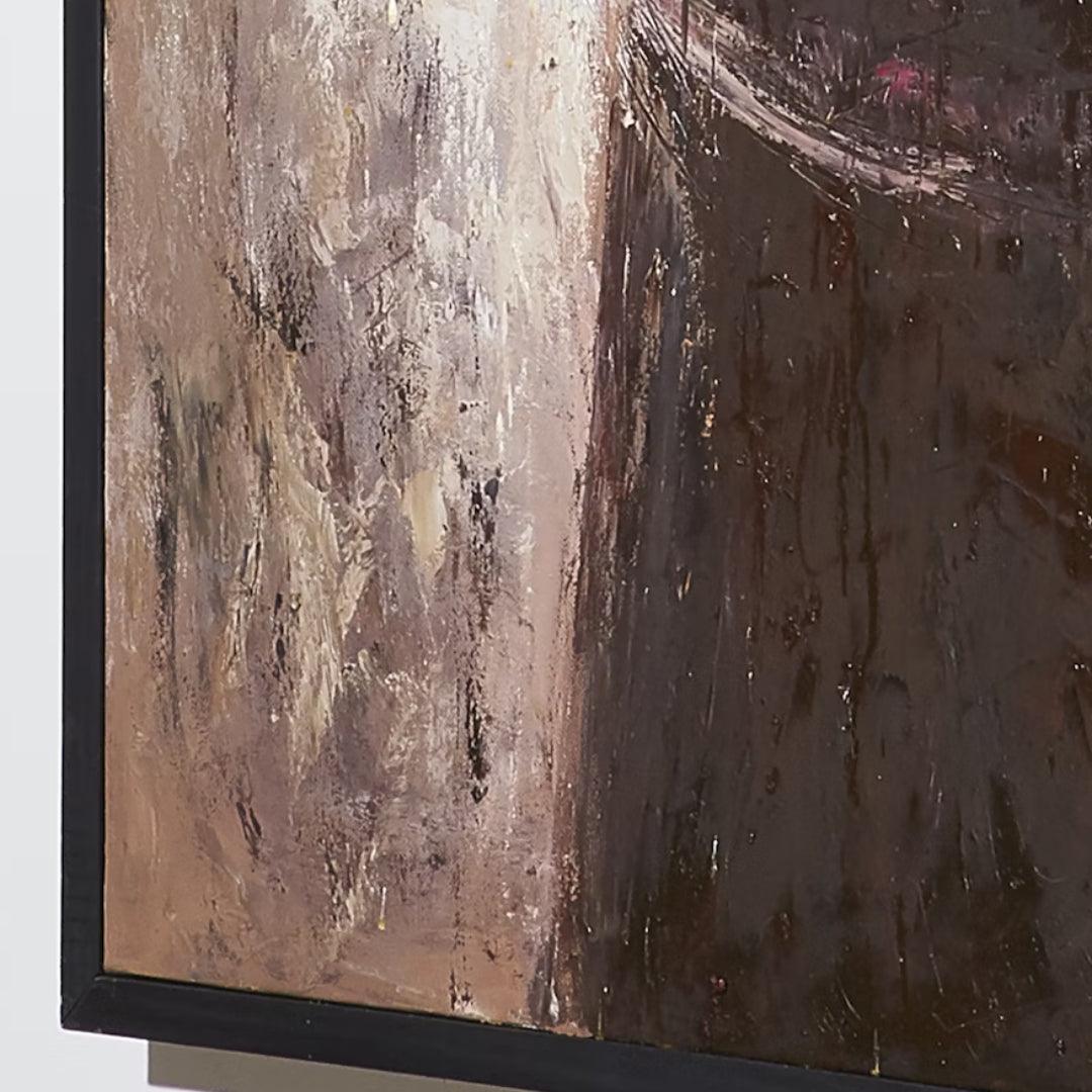 Pittura a olio astratta bianca marrone tela arte murale