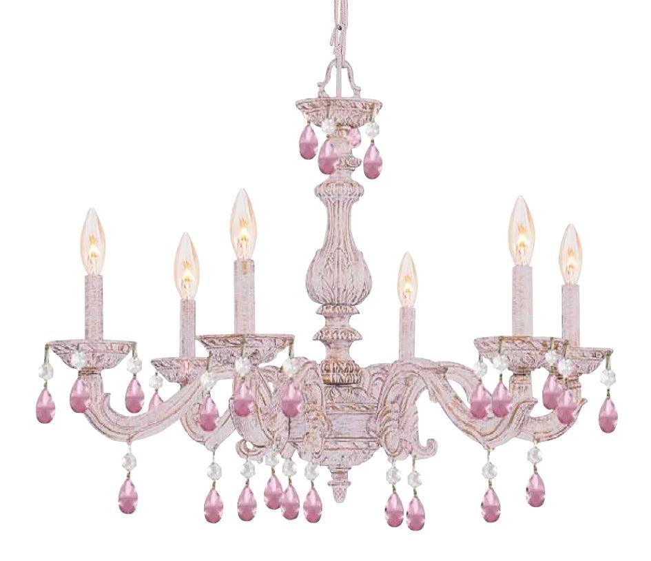 Lampadario Shabby Chic Rosa
