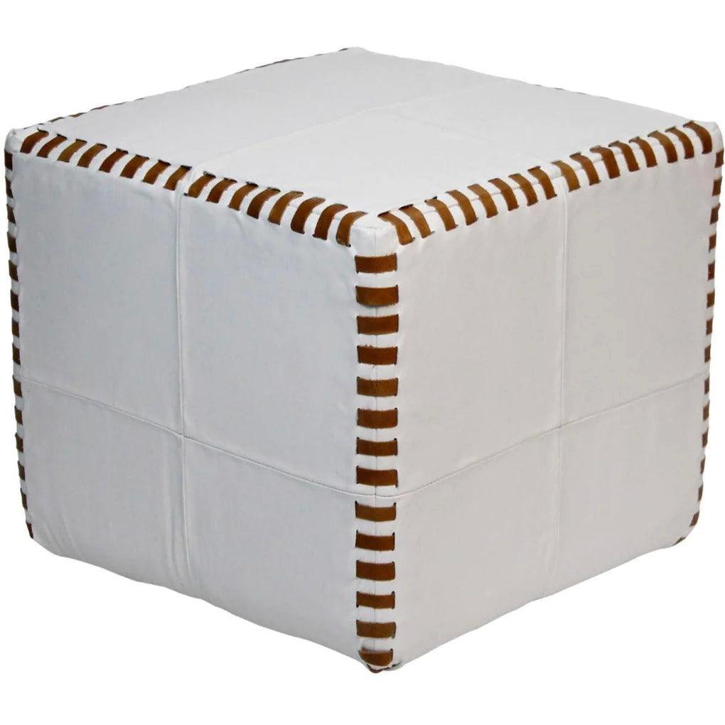 Cubo in pelle nera cucita