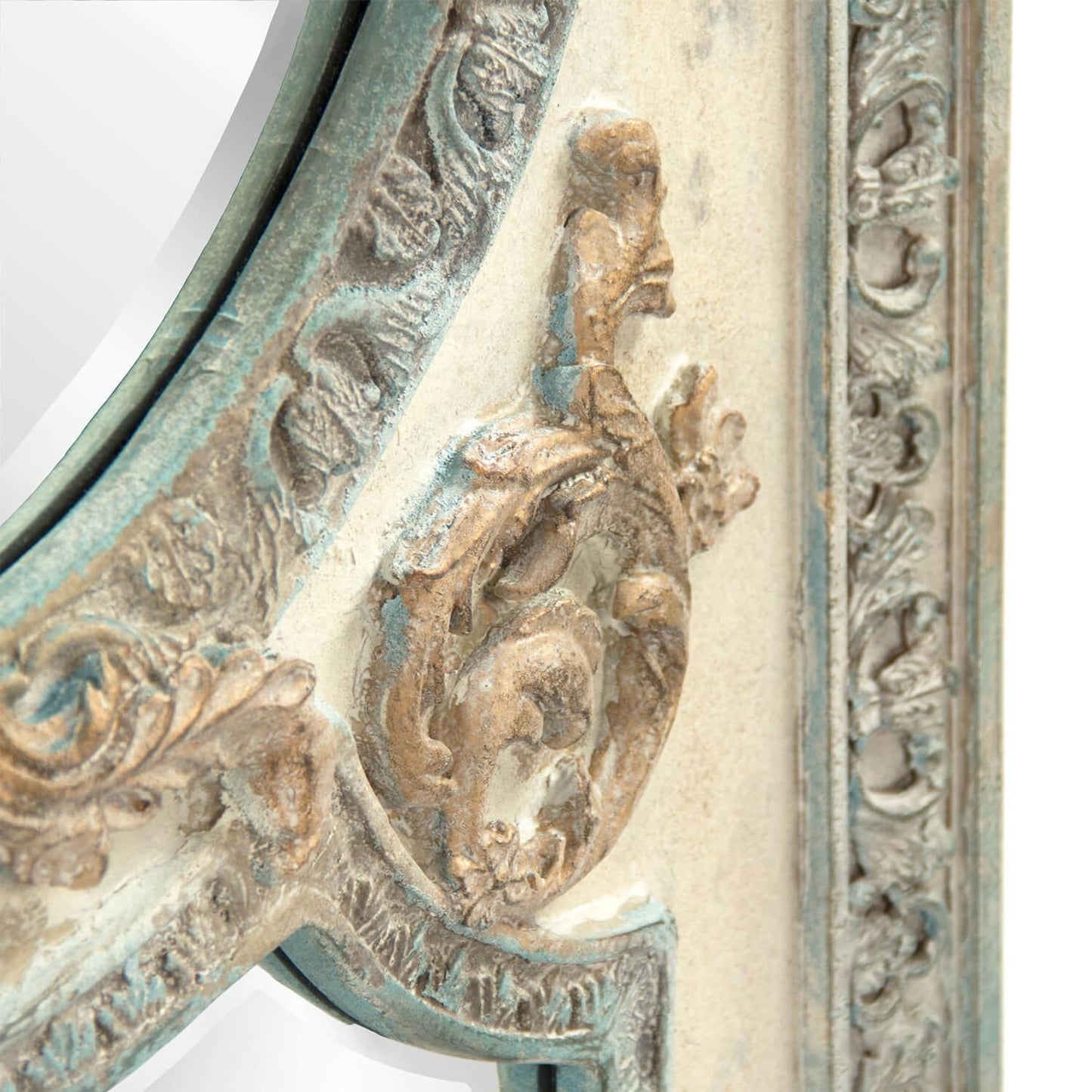 Specchio alto decorato color crema francese