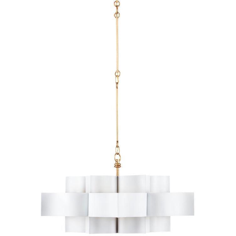 Lampadario Glam in ferro bianco e oro