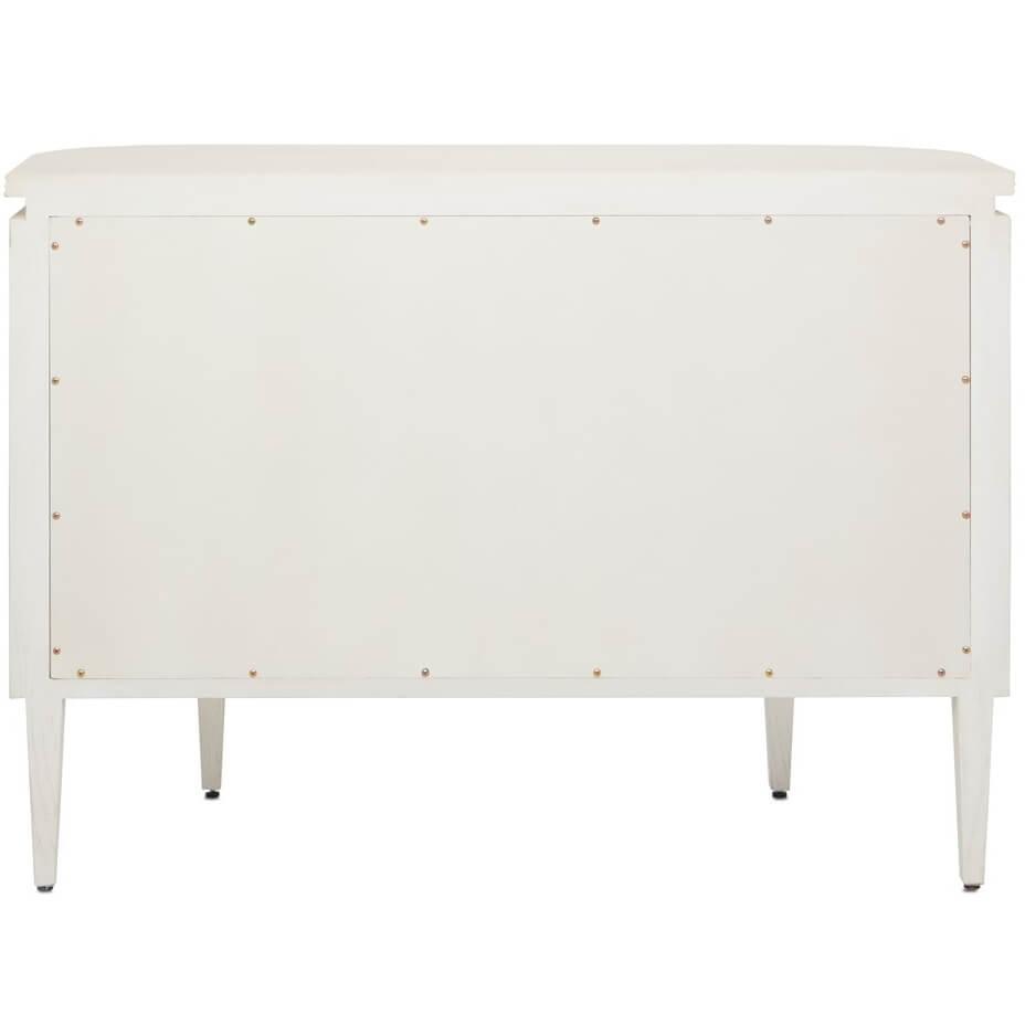 Credenza curva con fiori in ottone bianco
