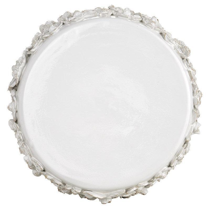 Tavolino decorativo floreale in ceramica bianca