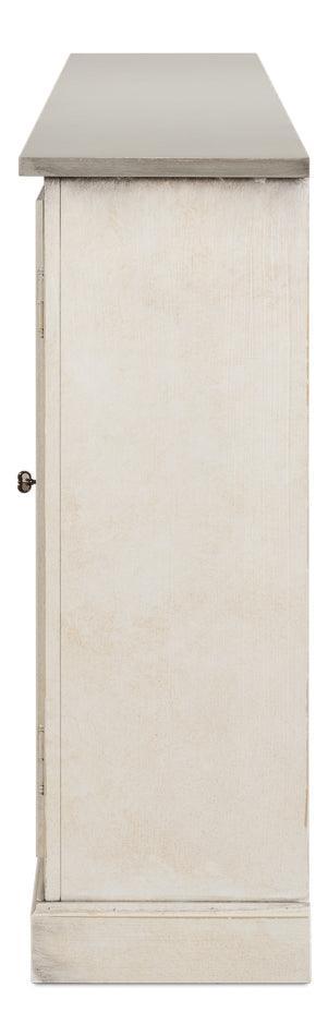 Credenza Louis bianca francese con piano grigio