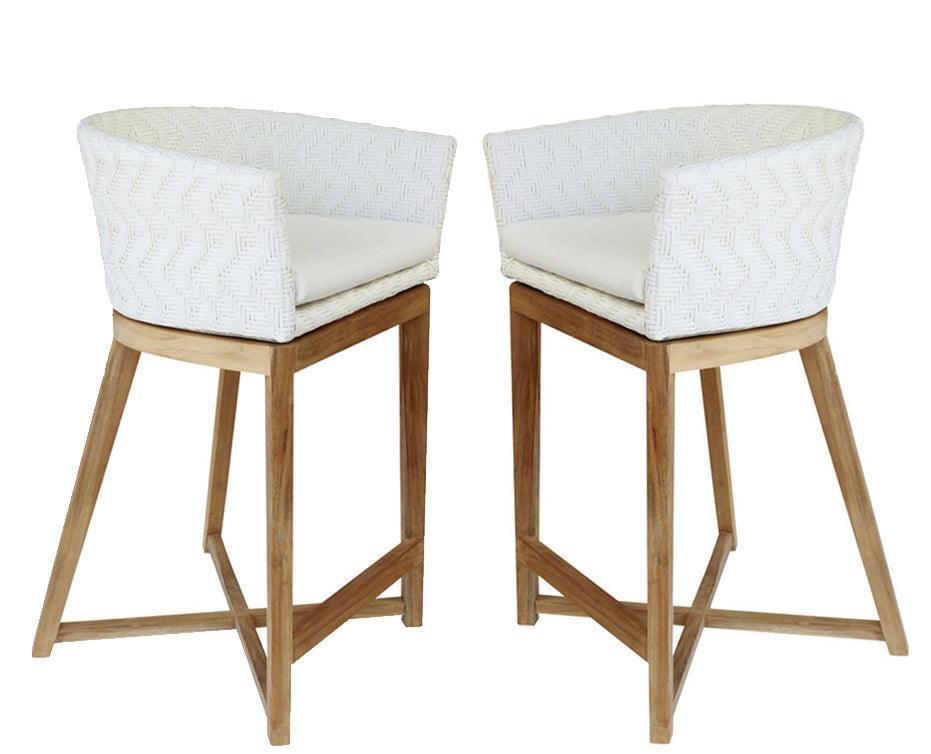 Sgabello da bar Boho bianco testurizzato