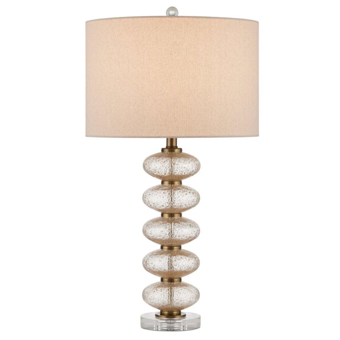 Lampada da tavolo con globi di cristallo in vetro punteggiato